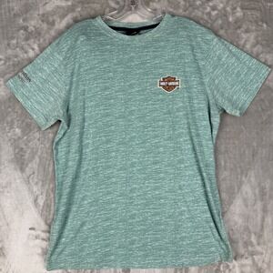 Harley Davidson T Shirt Woman's Large Green Heathered Freeport Bahamas Logo Tee